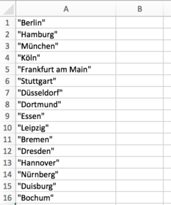 Excel-Tabelle zum Download: Größte Städte Deutschlands