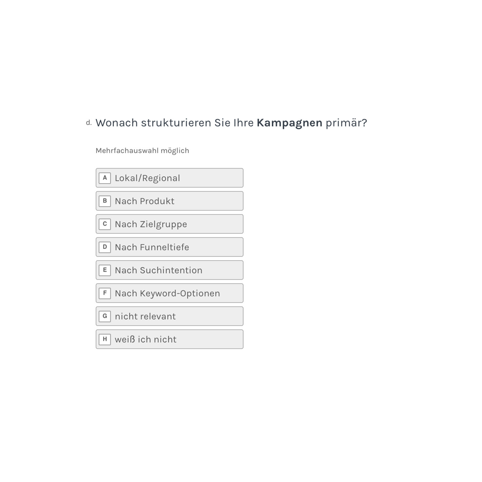 Fragebogen Beispiel Kampagnenstruktur
